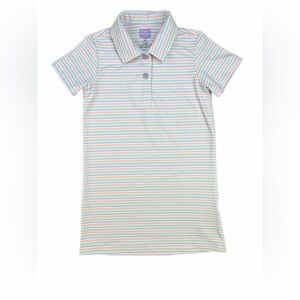 POPPY KIDS CO Girl’s Pastel Stripe Short Sleeve Performance Polo Dress- 2/3T